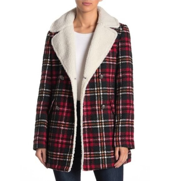 French Connection Double Breasted Plaid Coat - Picture 1 of 6